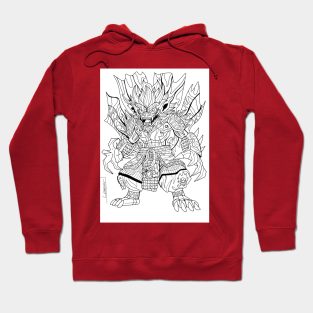 white samurai yokai in ecopop asian mandala pattern armor art Hoodie